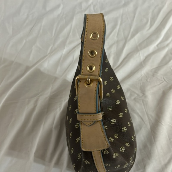 Dooney & Bourke | Monogram Logo Mini Hobo Bucket Bag Purse Leather Vinyl - Picture 5 of 13